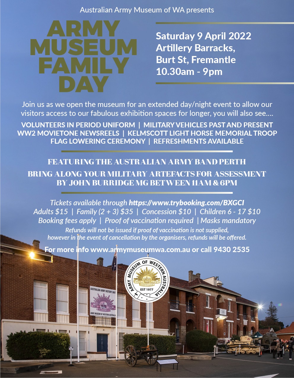 Army Museum of WA - Family Day Flyer - April 2022