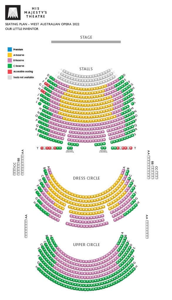 West Australian Opera - His Majesty's Theatre Seating Map