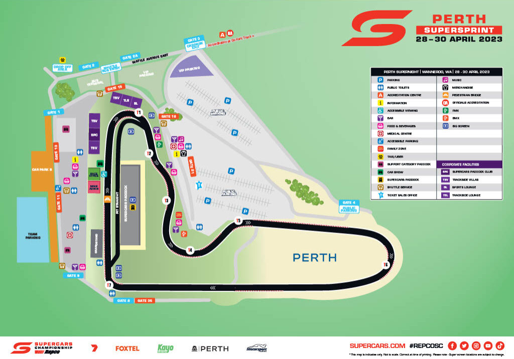 Supercars Championship - 2023 Perth Supersprint - Track Map